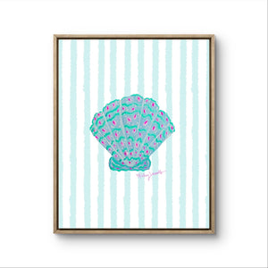Teal Shell Print on Stripes