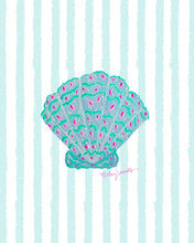 Load image into Gallery viewer, Teal Shell Print on Stripes