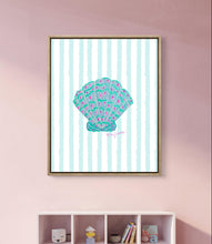 Load image into Gallery viewer, Teal Shell Print on Stripes