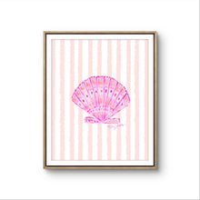 Load image into Gallery viewer, Pink Shell Prints on Peach Stripes