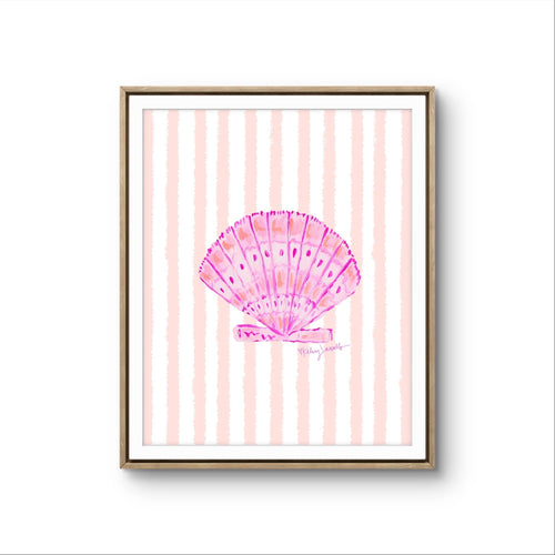 Pink Shell Prints on Peach Stripes